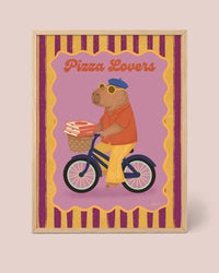 Póster Capibara con Pizza