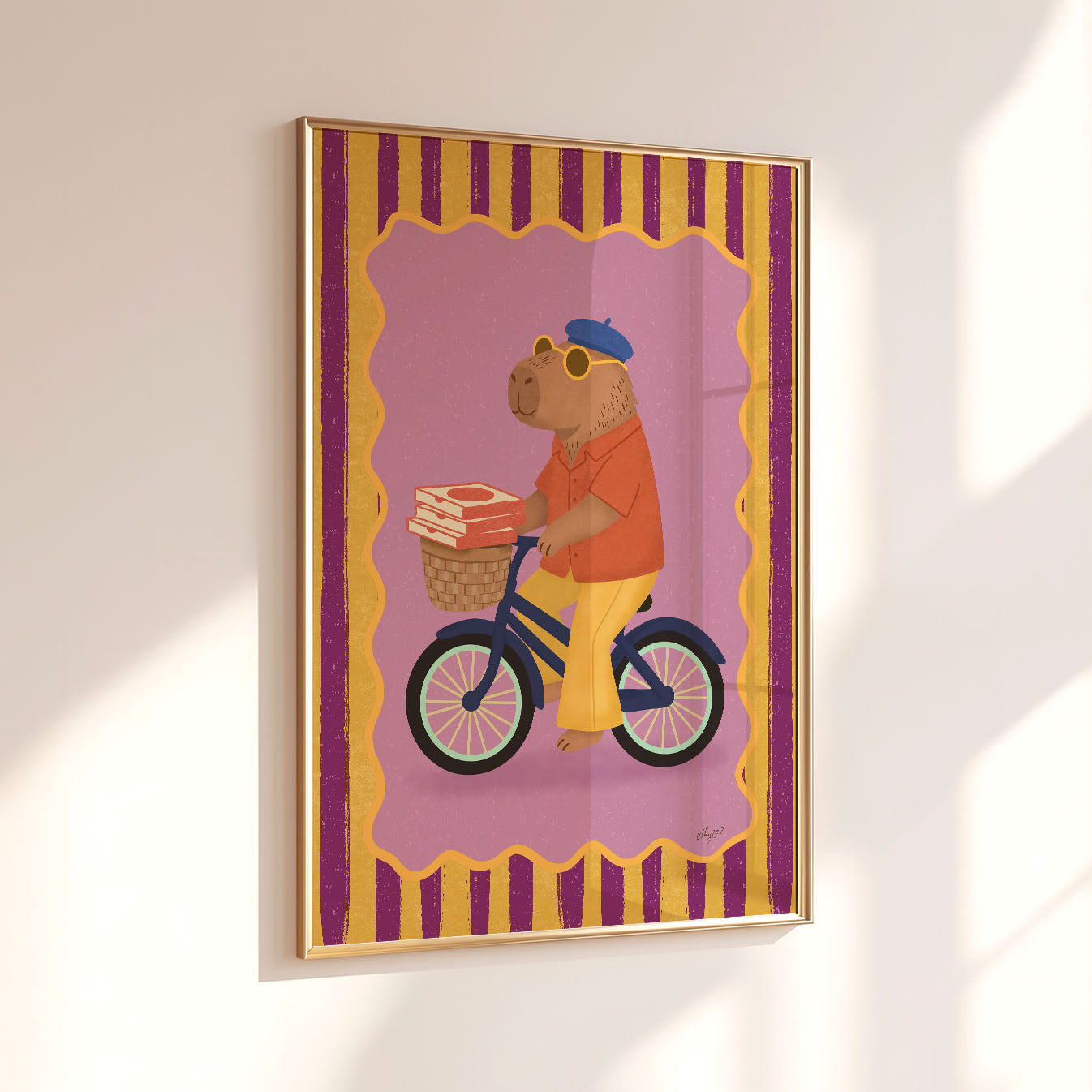 Capybara auf Fahrrad Plakat
