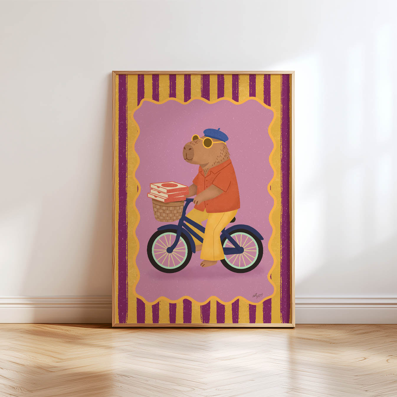 Capybara on Bicycle Poster