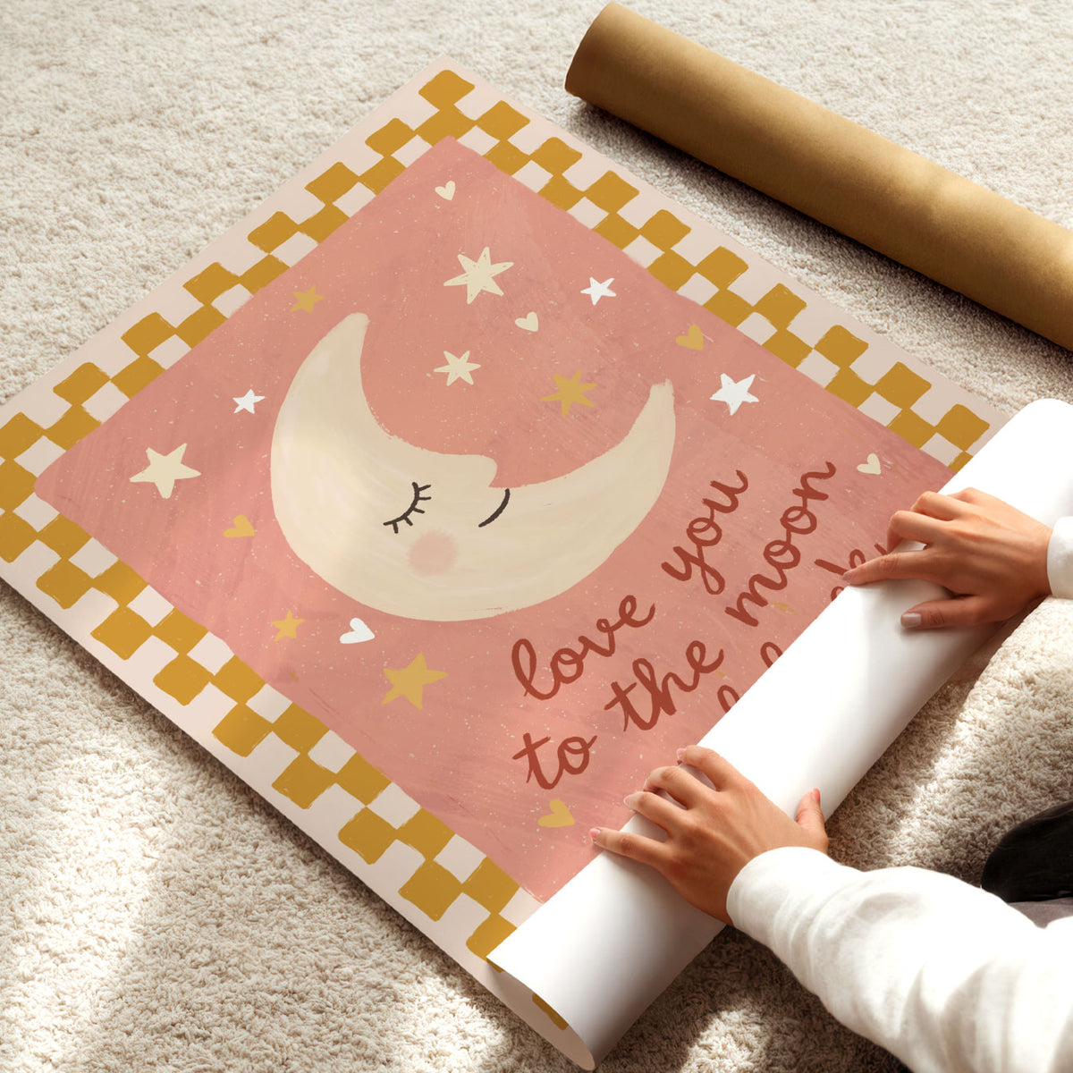 Love You To The Moon Checks Poster II