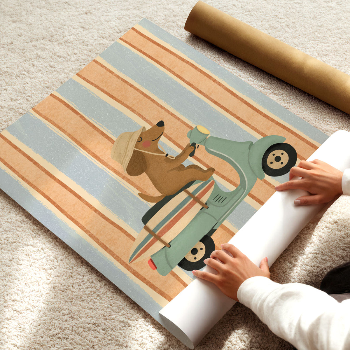 Surf Bike Dog Poster
