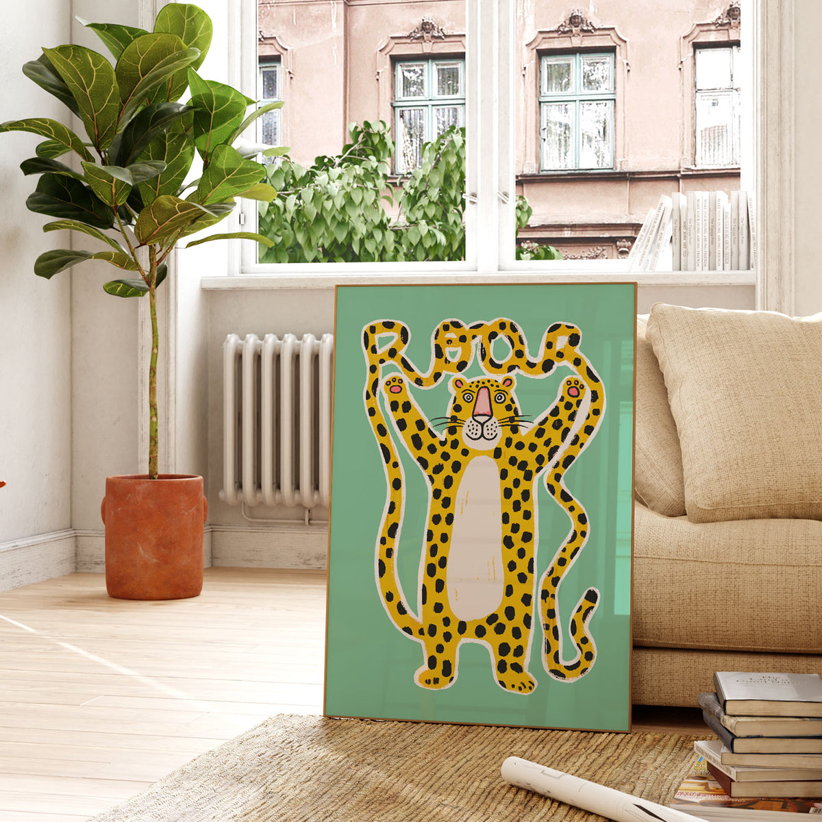 Roar Leopard Mint Poster