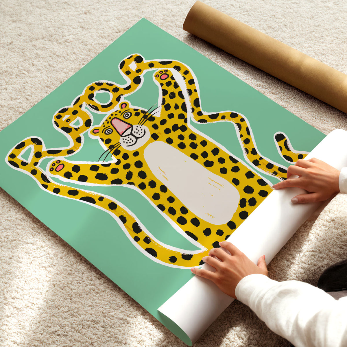 Roar Leopard Mint Poster