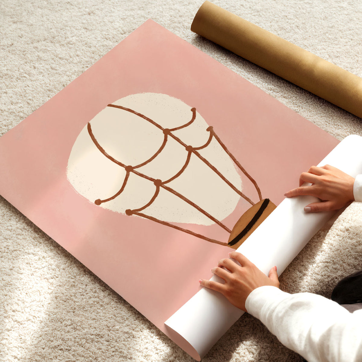 Pink Hot Air Balloon Poster