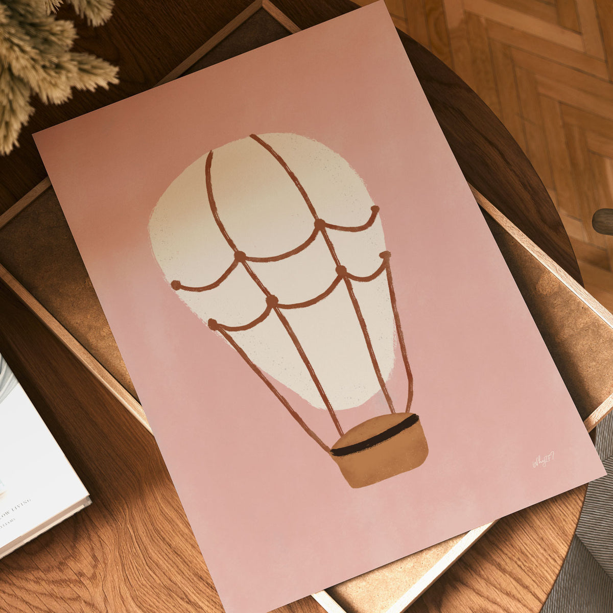 Pink Hot Air Balloon Poster