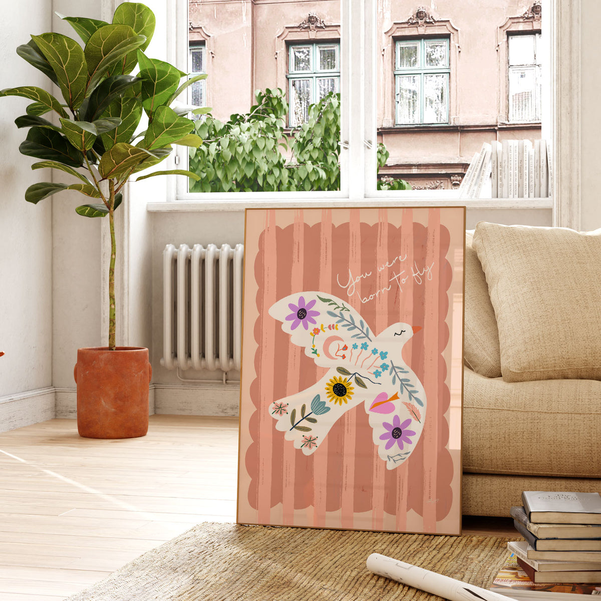 Born To Fly Bird Pink Poster