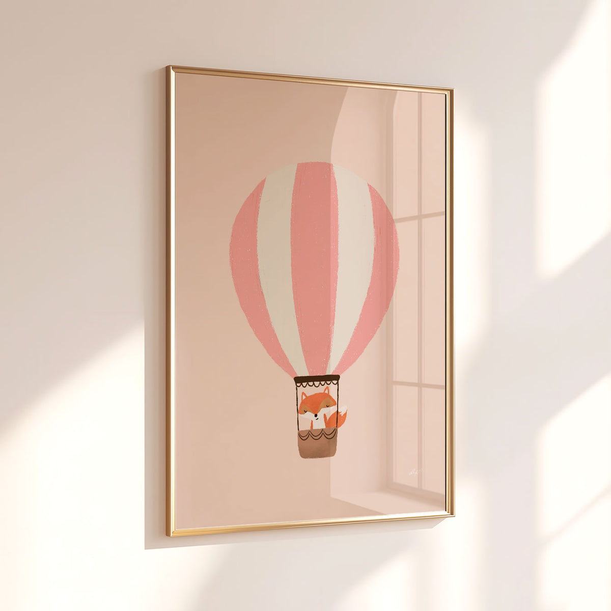 Balloon Fox Pink Poster