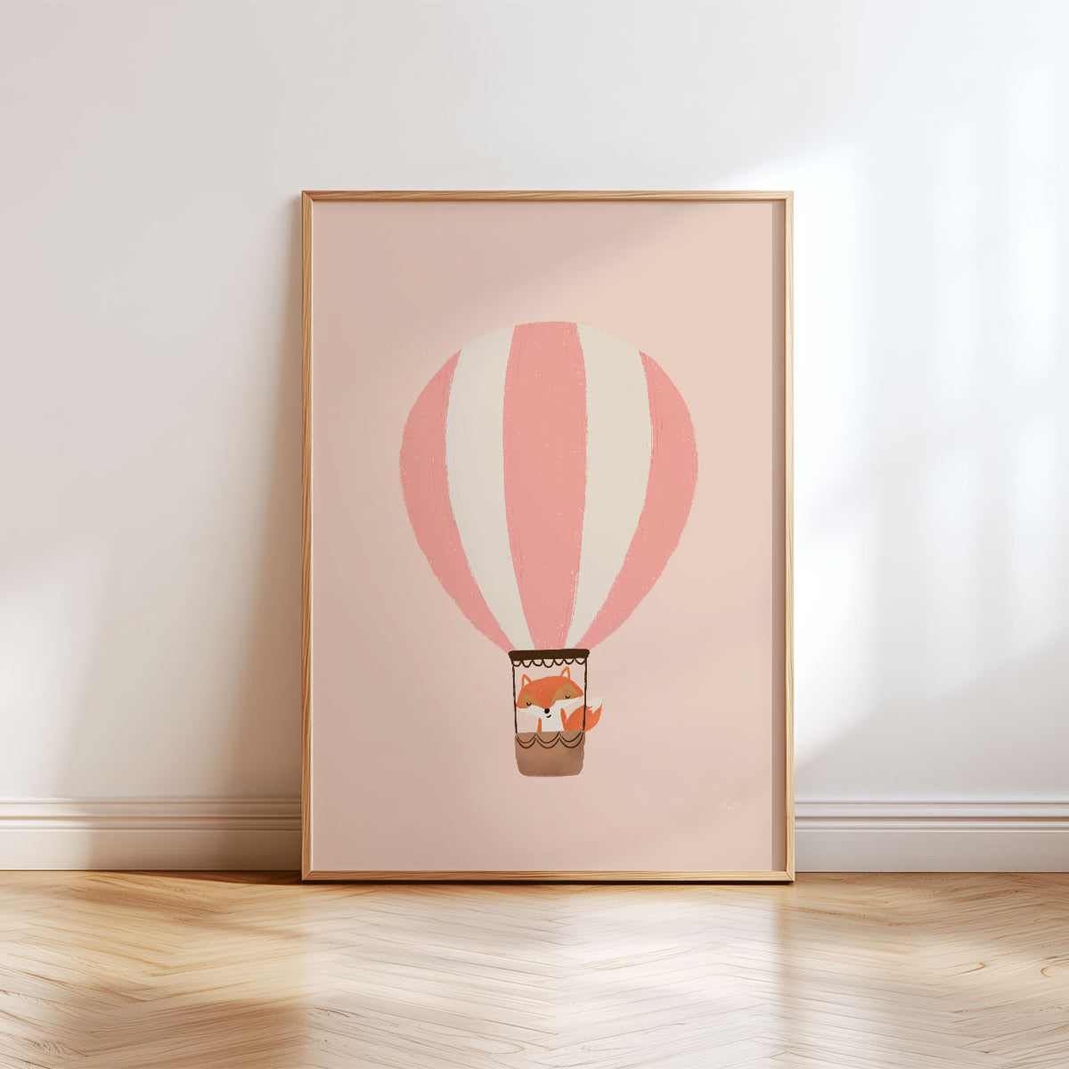 Balloon Fox Pink Poster