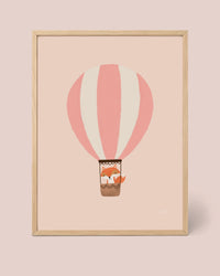 Fuchs im Heißluftballon Poster, Rosa