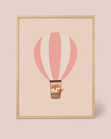 Fuchs im Heißluftballon Poster, Rosa