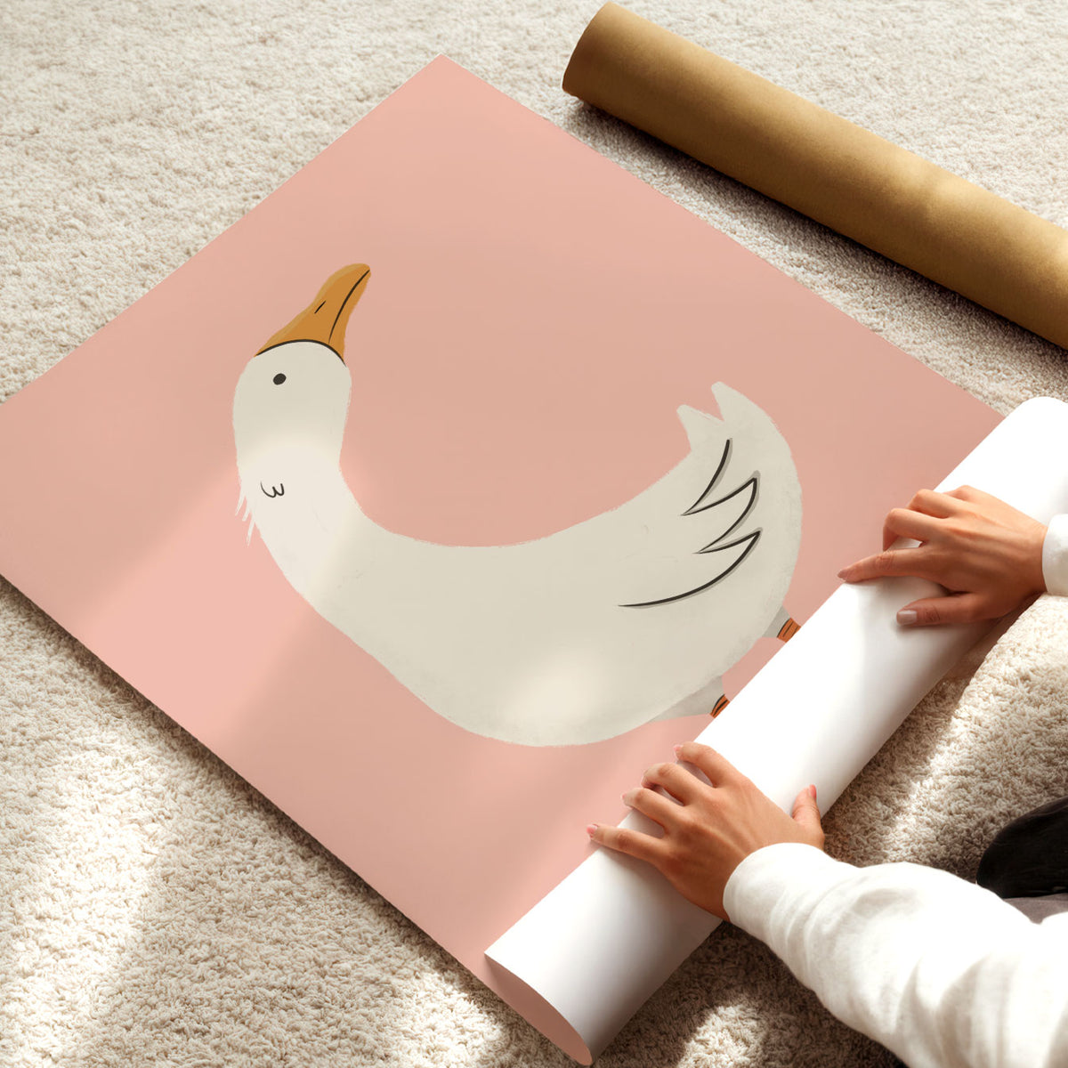 White Duck Pink Poster