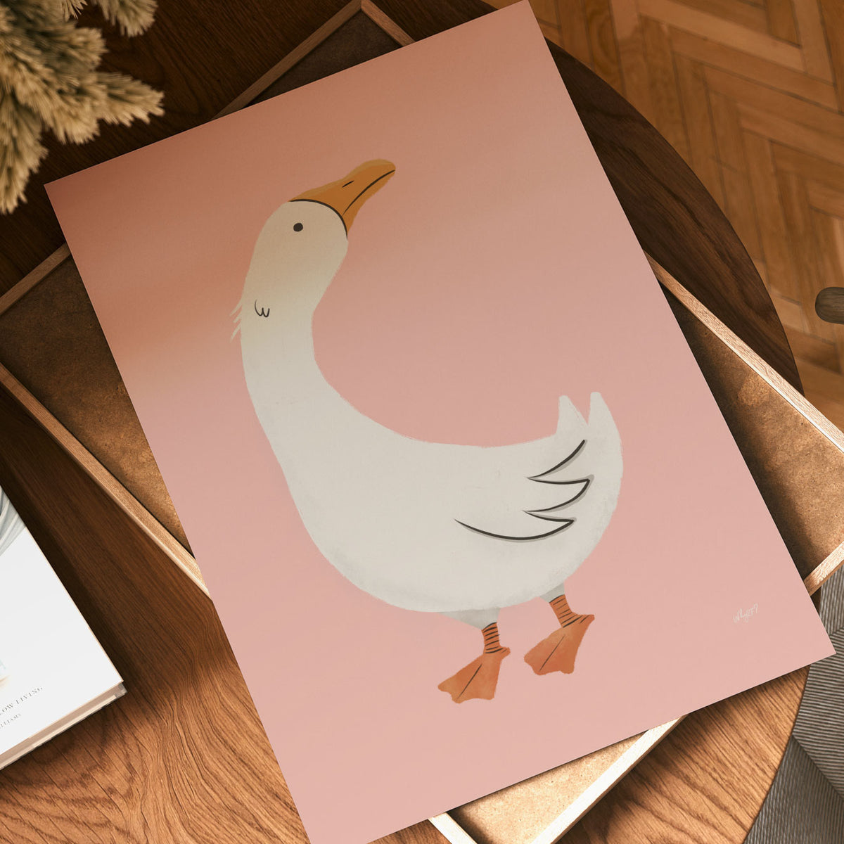 White Duck Pink Poster