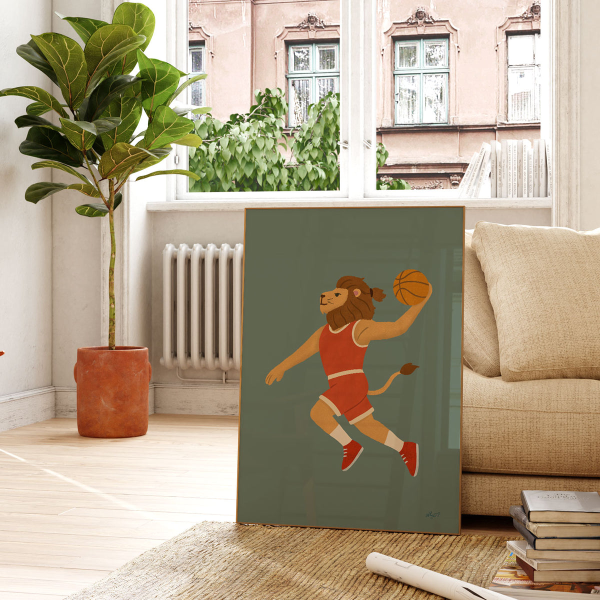 Basketball Lion Poster