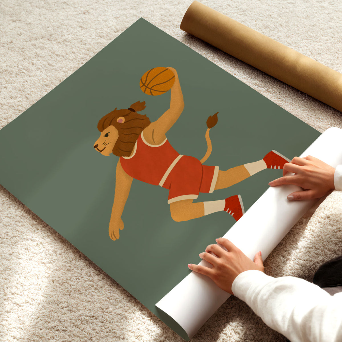 Basketball Lion Poster