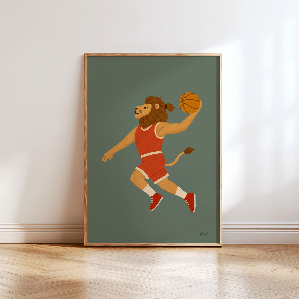 Basketball Lion Poster