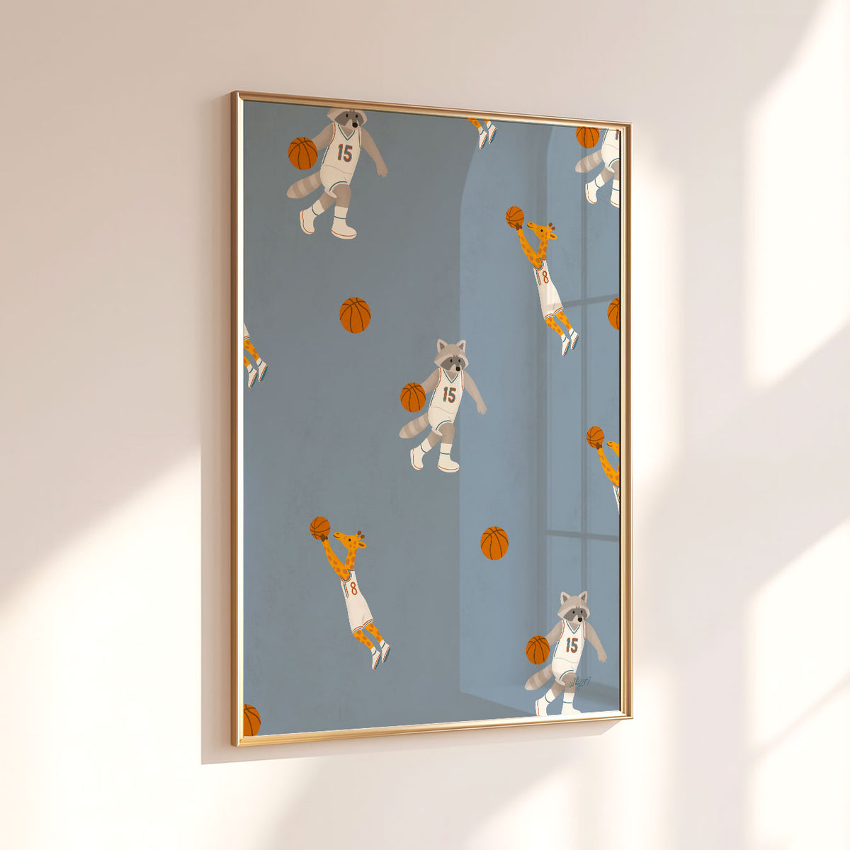 Basketball Animals Pattern Poster