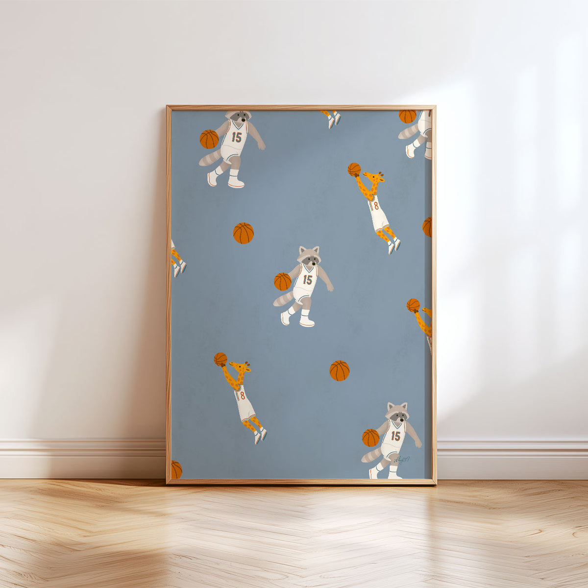 Basketball Animals Pattern Poster