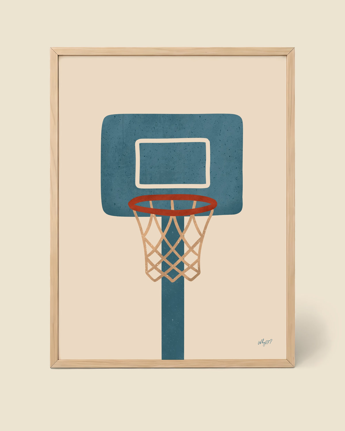 Basketball Hoop Poster framed in a natural wood frame