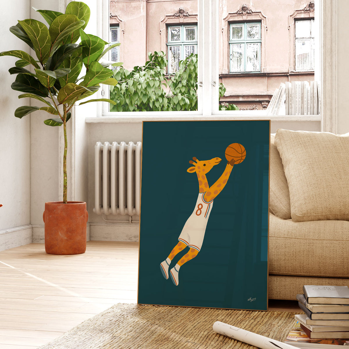 Basketball Giraffe Poster