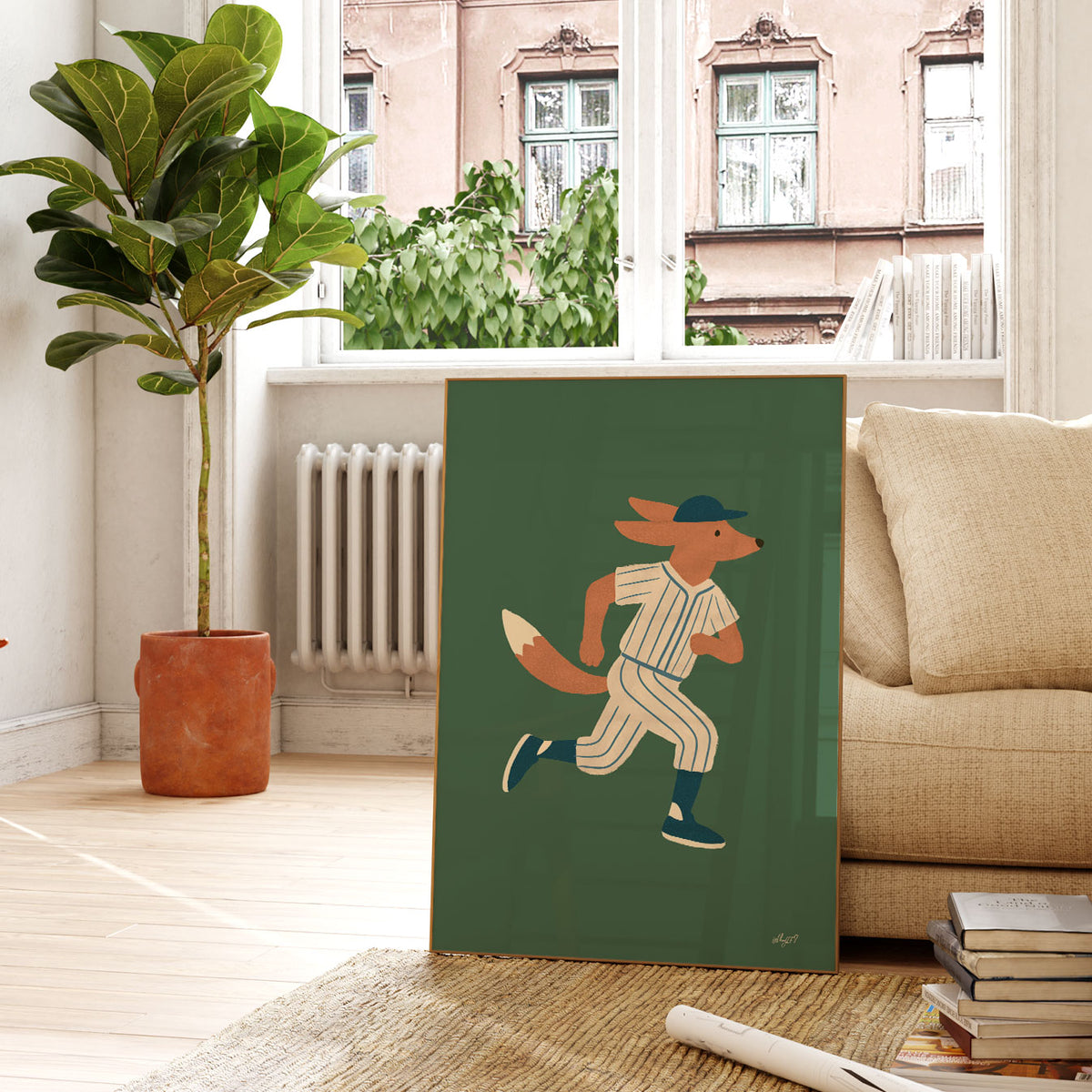 Baseball Fox Runner Poster