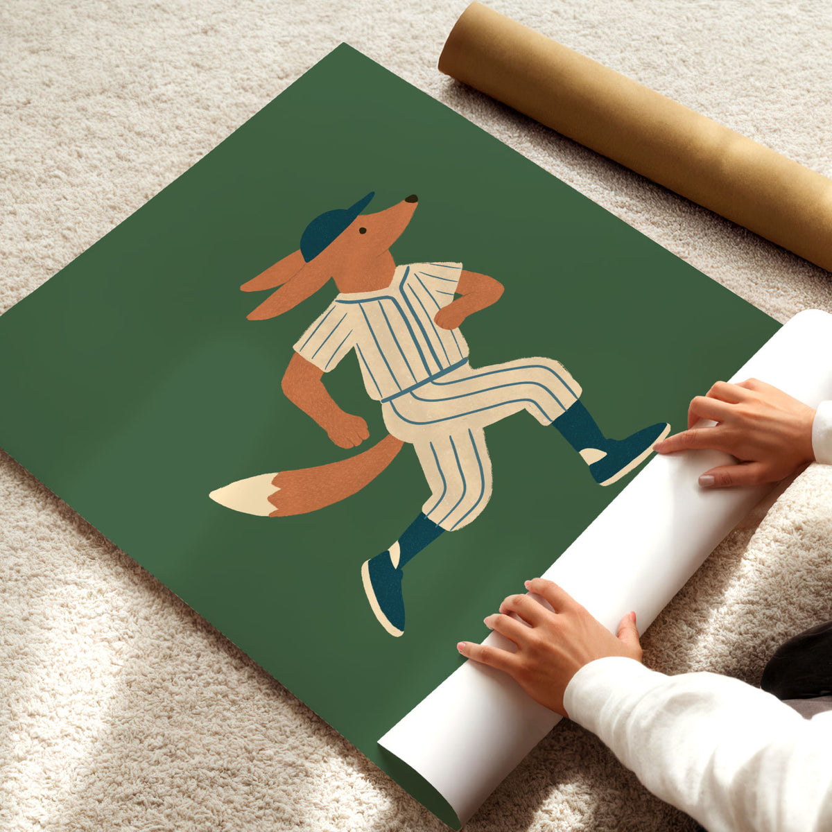 Baseball Fox Runner Poster