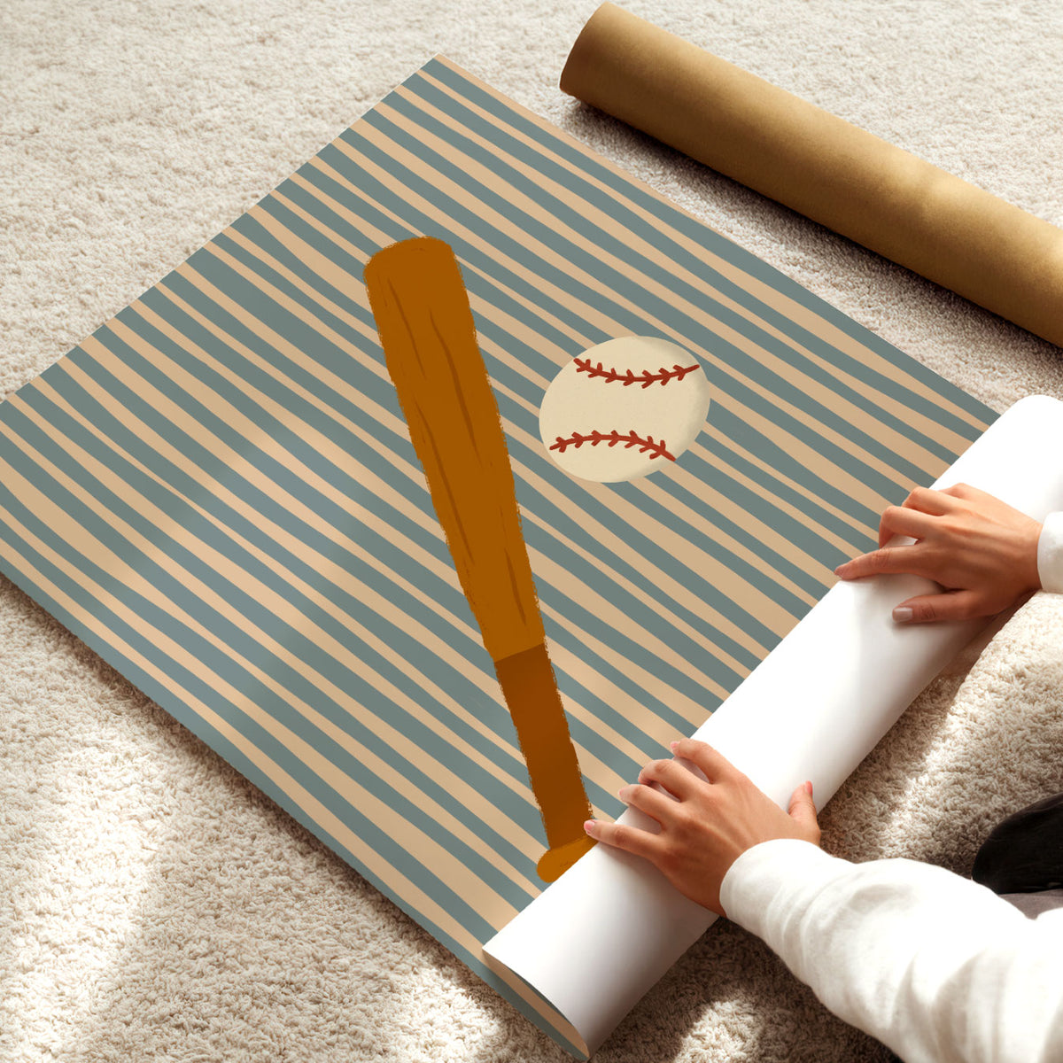 Bat And Ball Stripes Poster