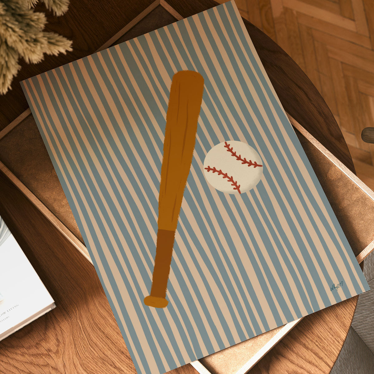 Bat And Ball Stripes Poster