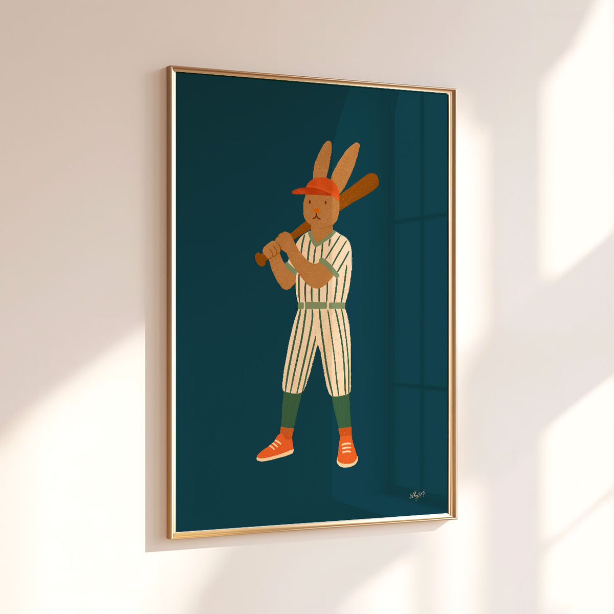 Baseball Rabbit Player Poster