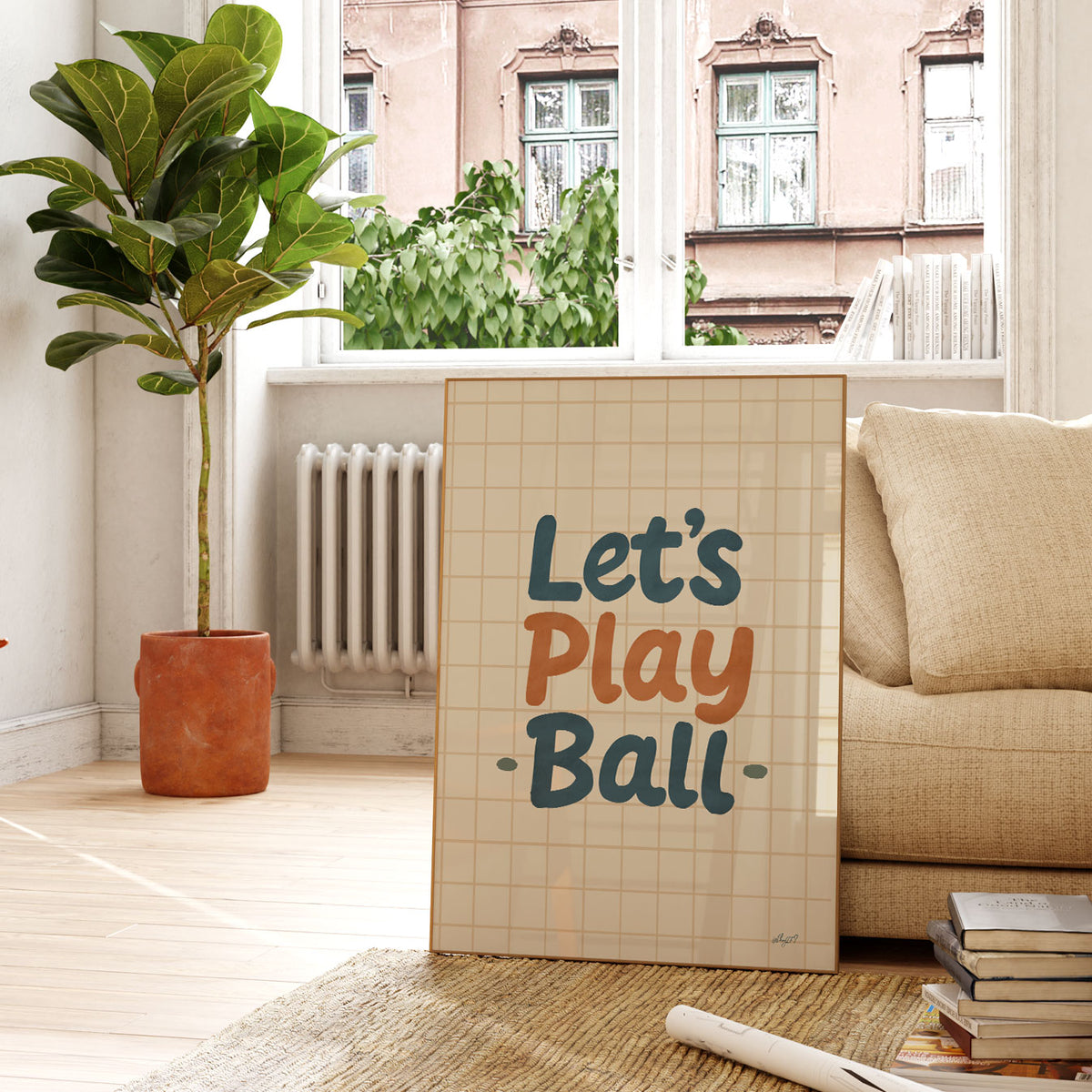 Lets Play Ball Grid Poster