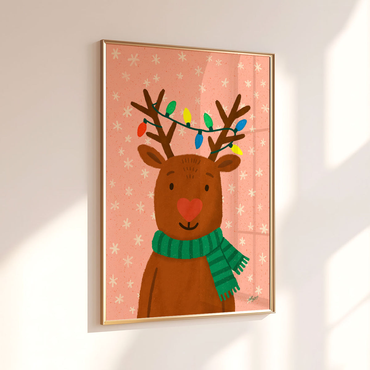 Reindeer With Lights Poster