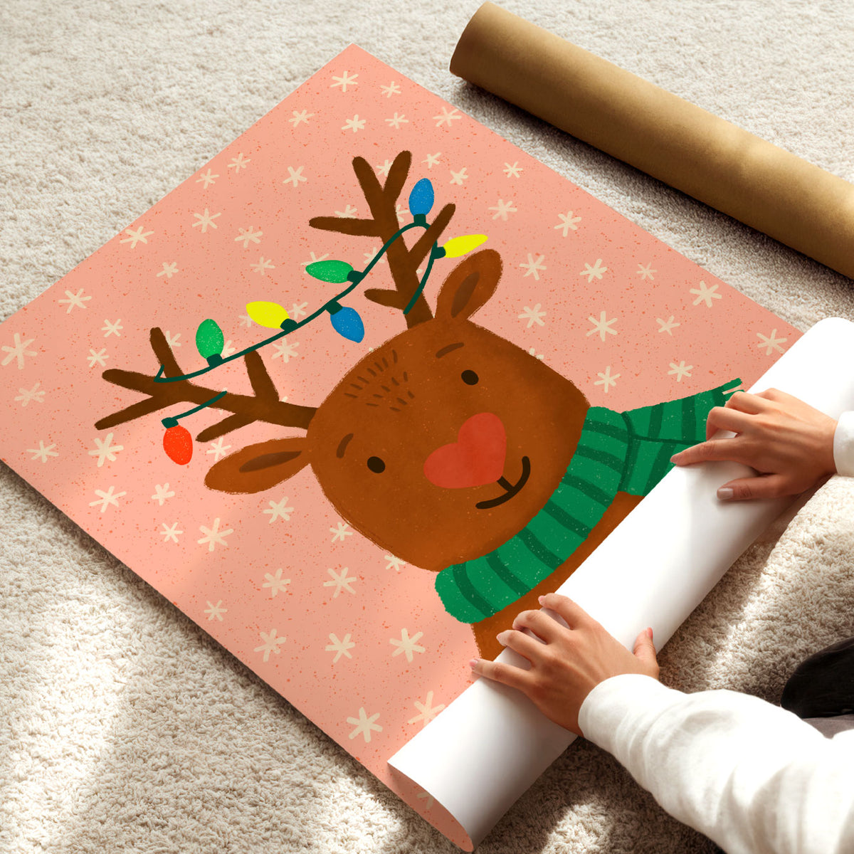 Reindeer With Lights Poster