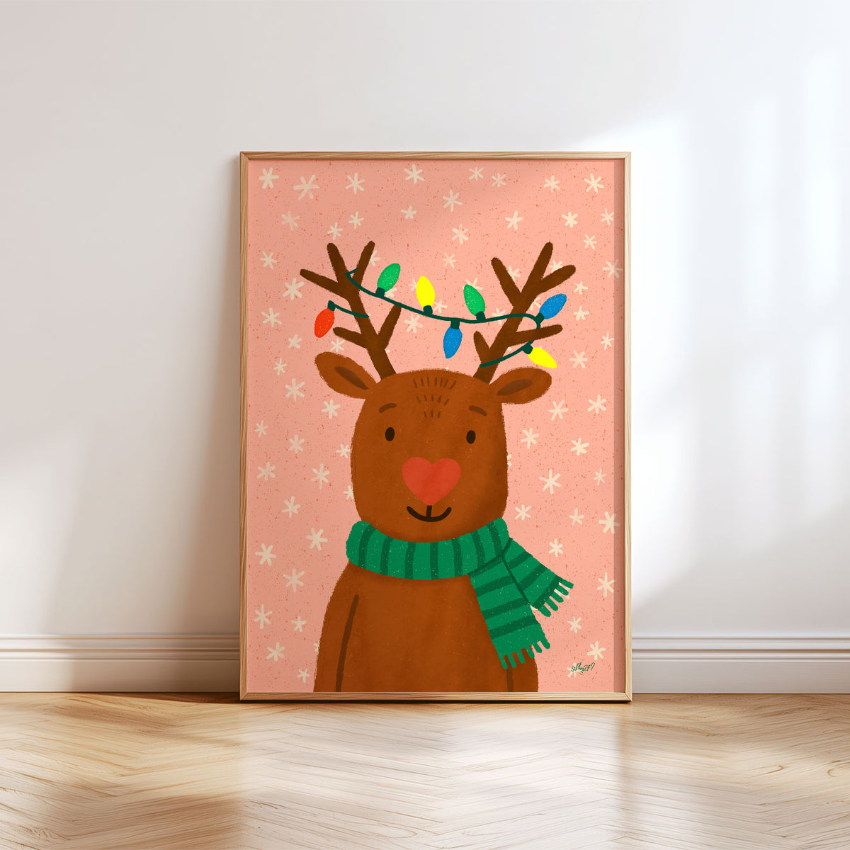 Reindeer With Lights Poster