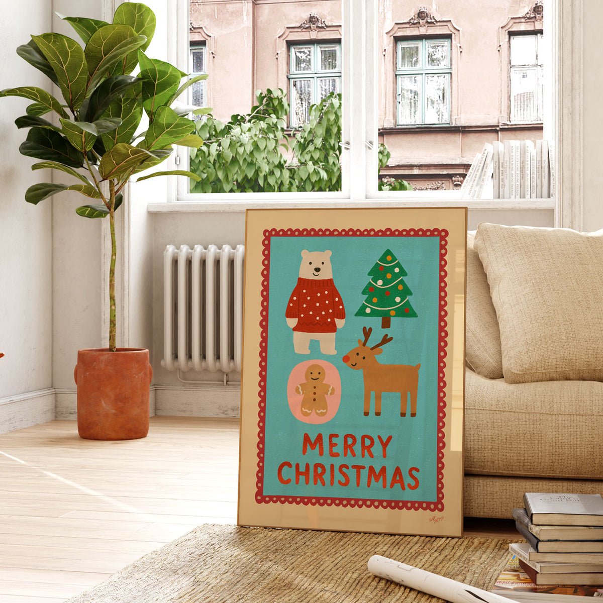 Merry Christmas Animals Poster