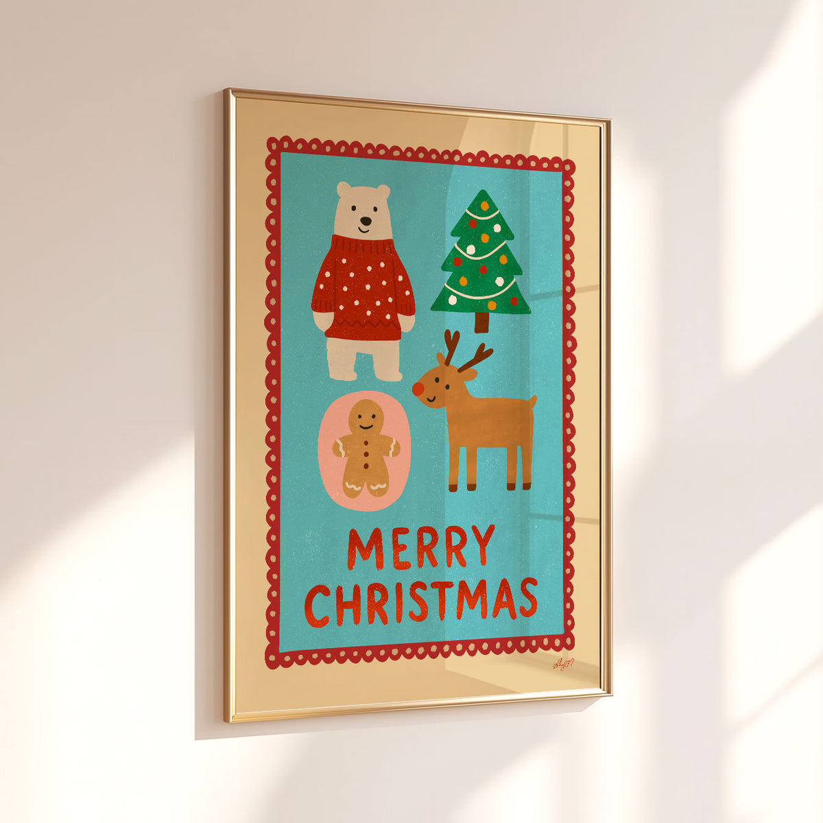 Merry Christmas Animals Poster