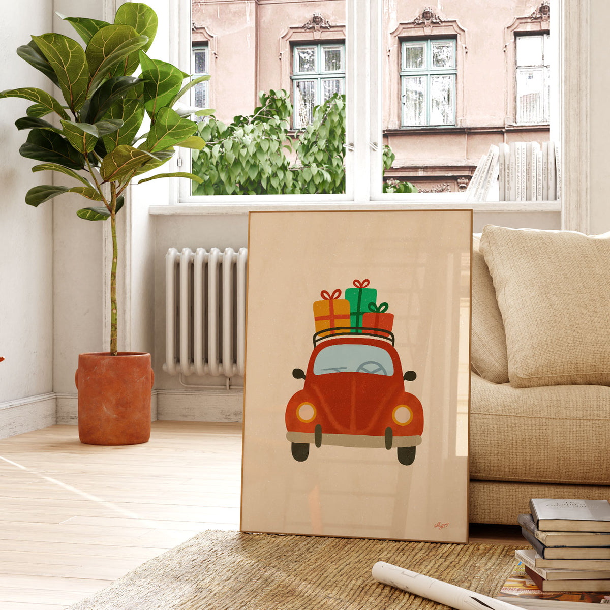 Christmas Car With Gifts Poster