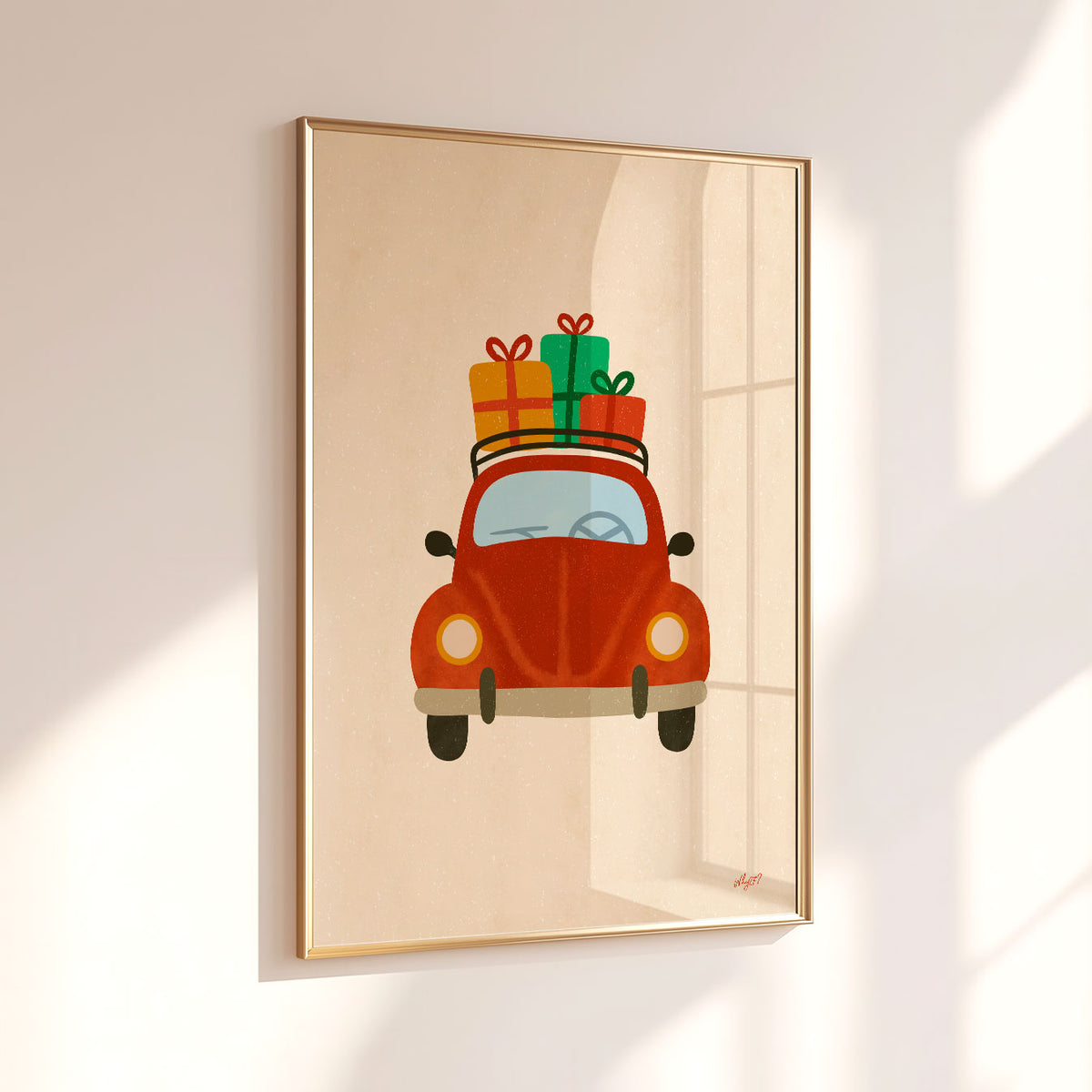 Christmas Car With Gifts Poster