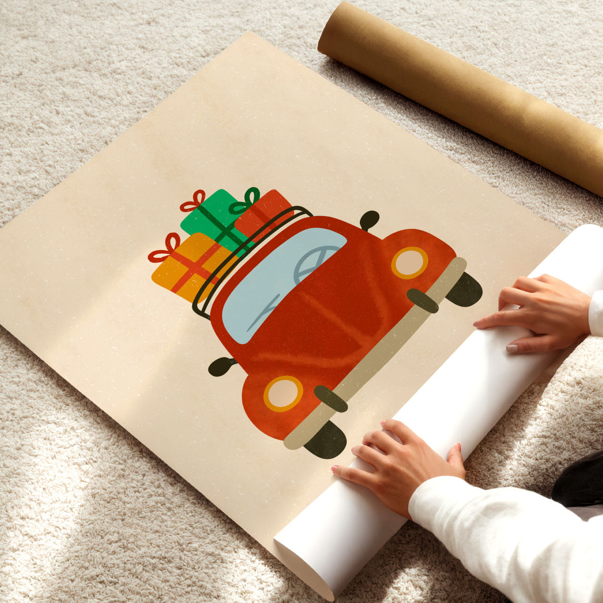 Christmas Car With Gifts Poster