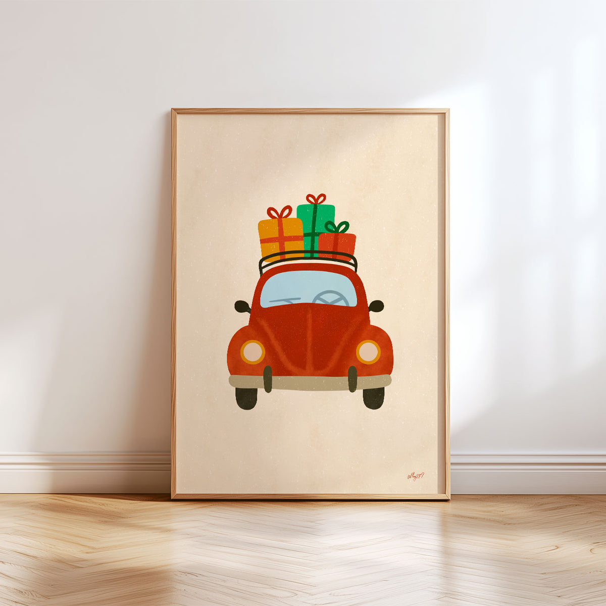 Christmas Car With Gifts Poster
