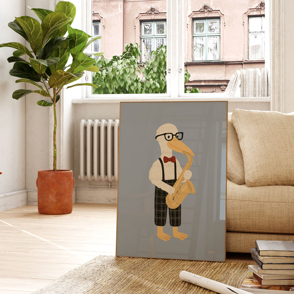 Saxophone Pelican Poster