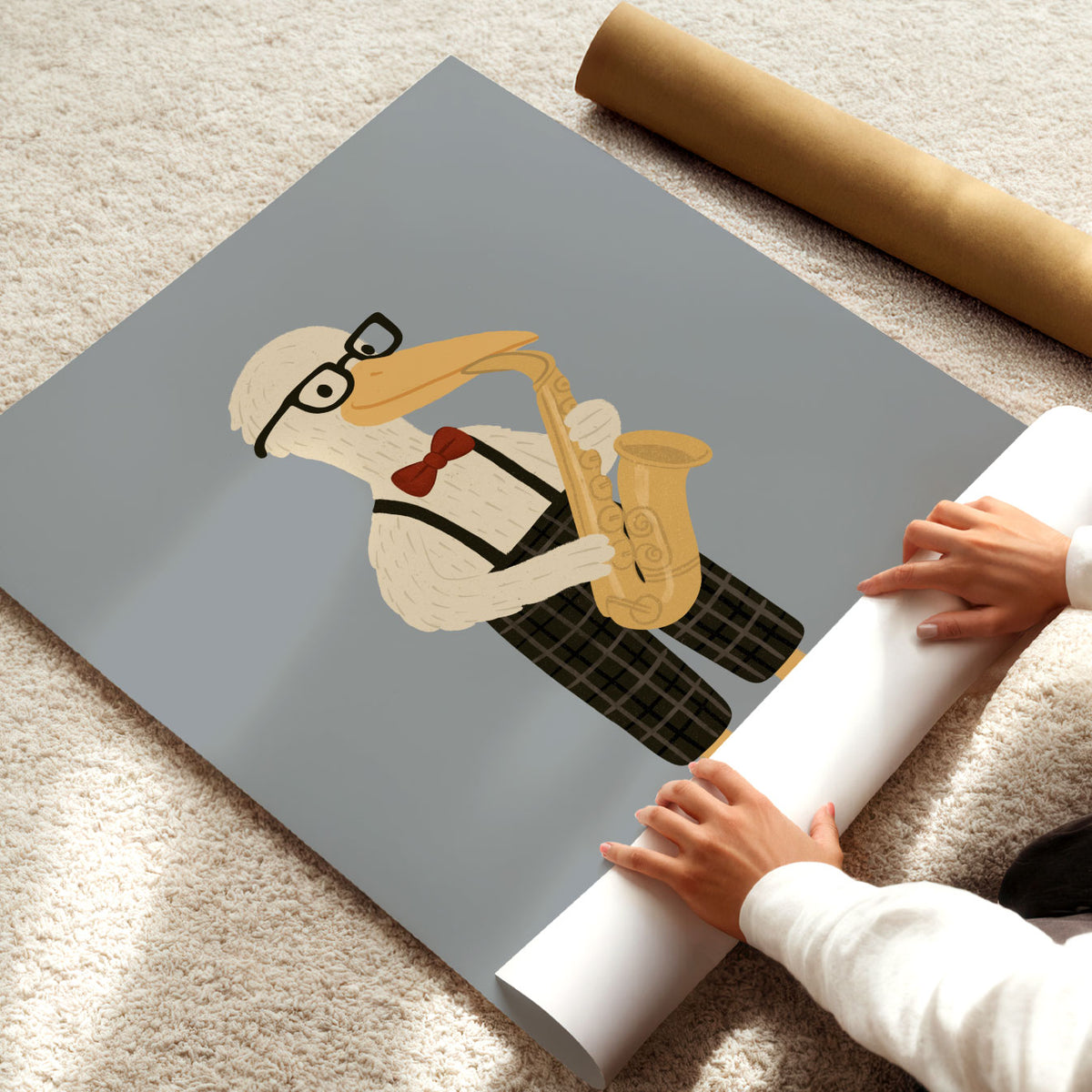 Saxophone Pelican Poster