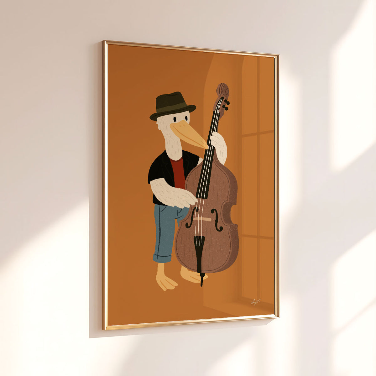 Double Bass Pelican Poster