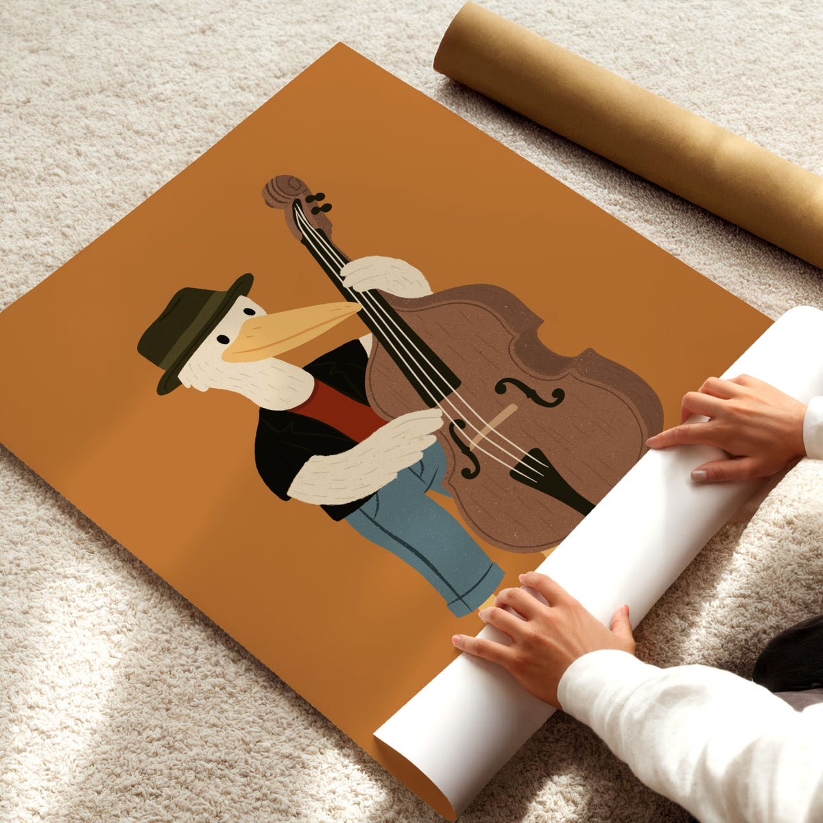Double Bass Pelican Poster