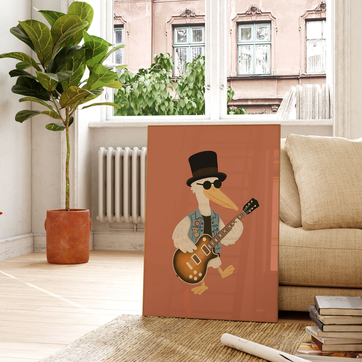 Top Hat Pelican Poster