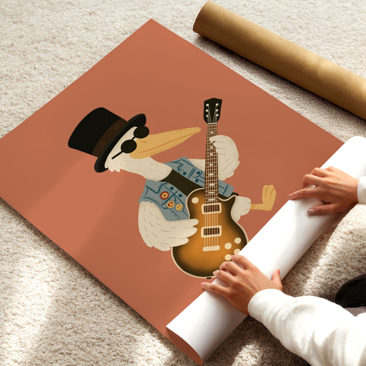 Top Hat Pelican Poster