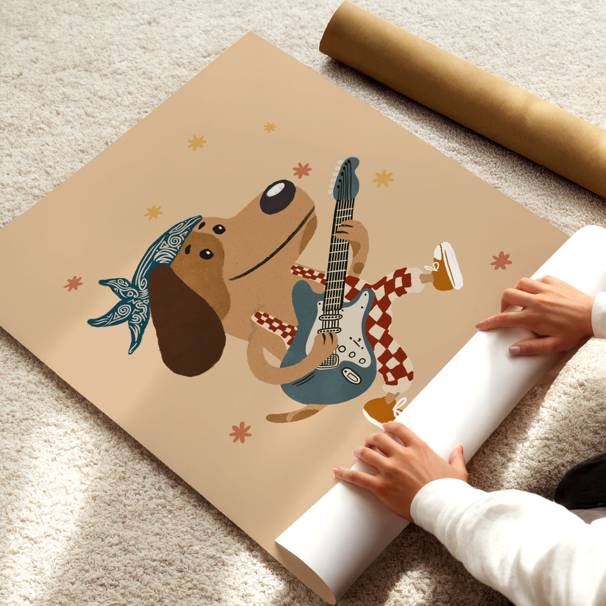 Rocker Dog Bandana Poster