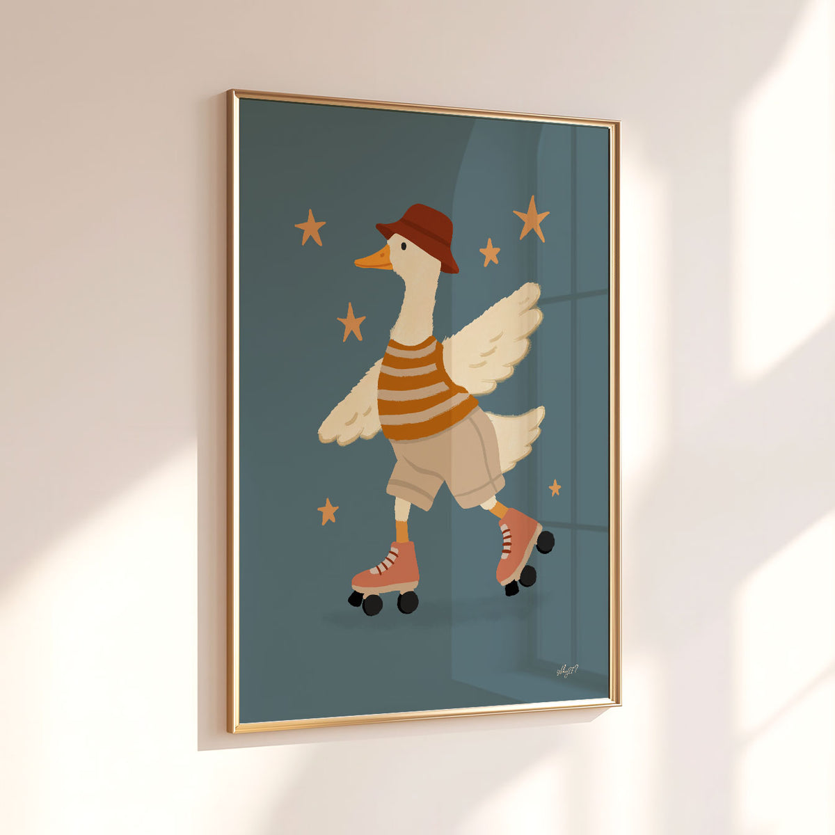 Roller Skating Goose Star Poster