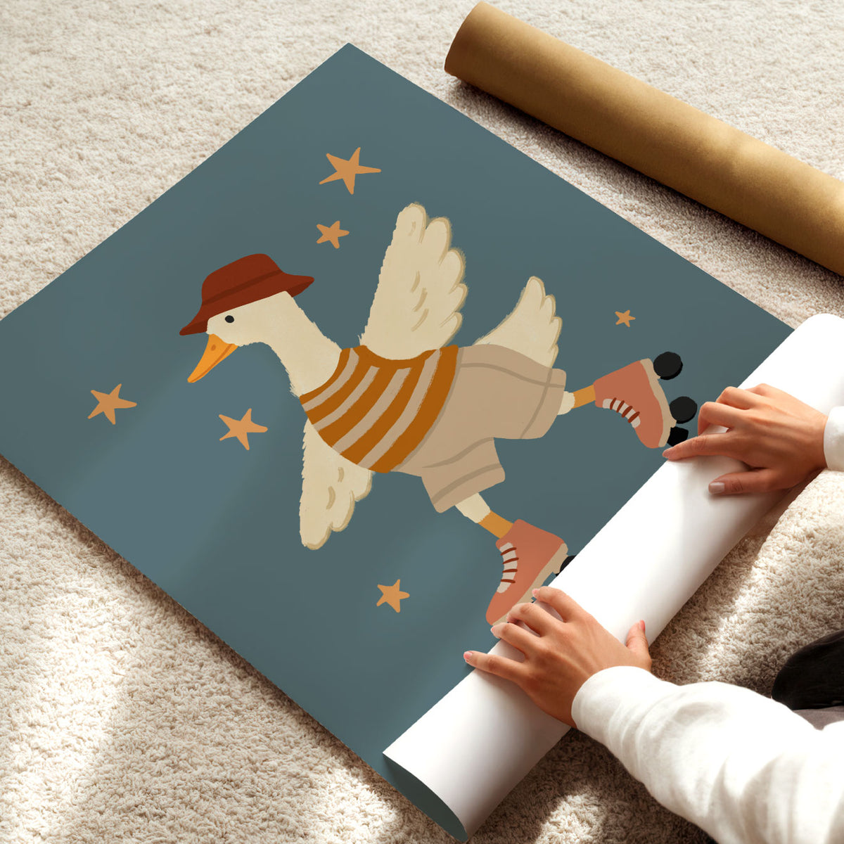 Roller Skating Goose Star Poster