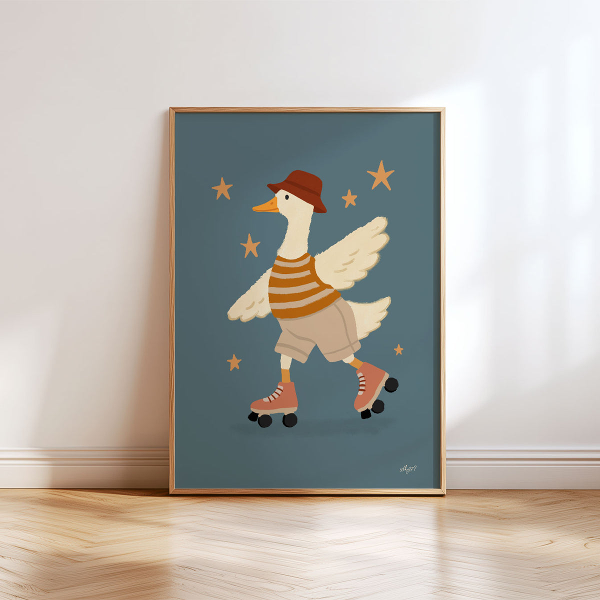 Roller Skating Goose Star Poster