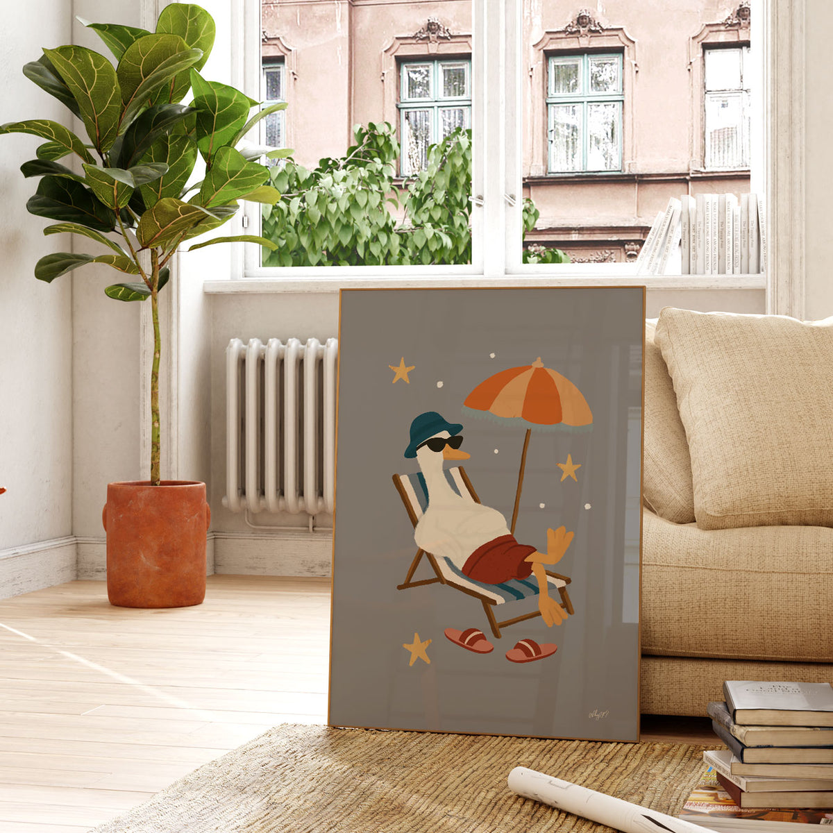 Beach Chair Goose Poster