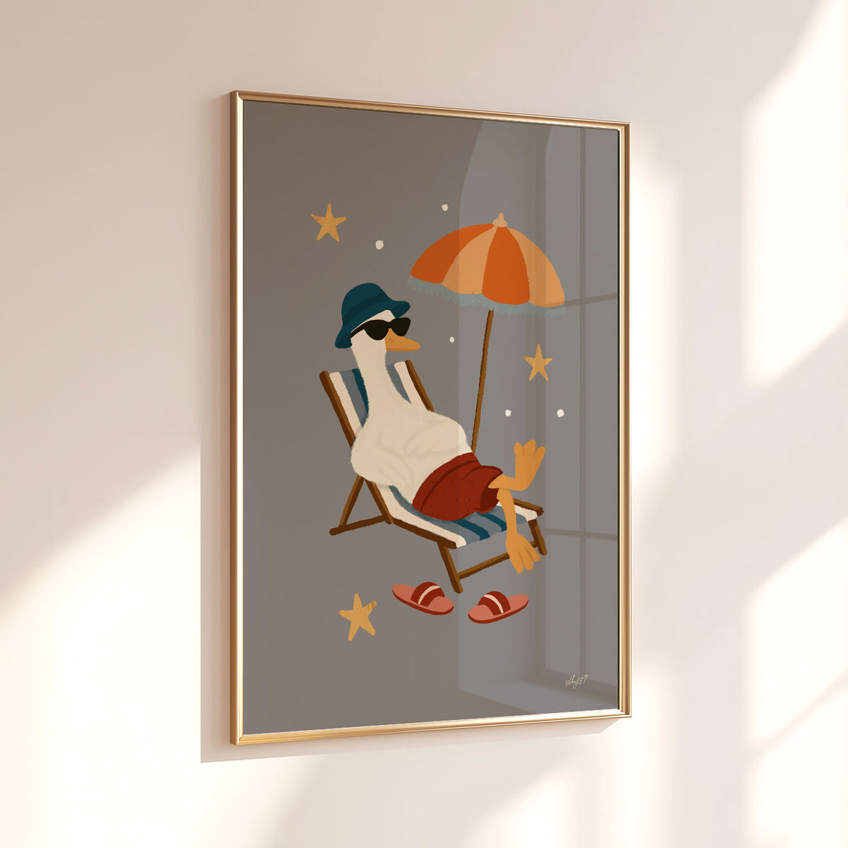 Beach Chair Goose Poster